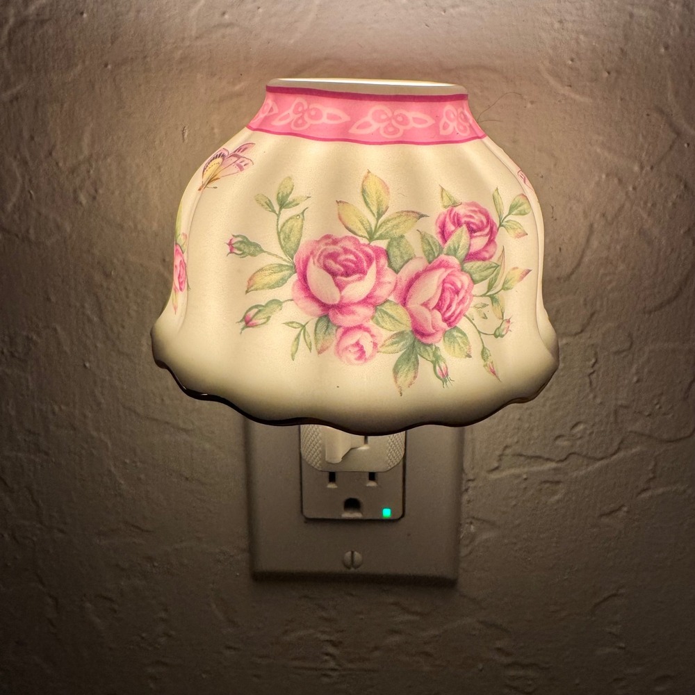 Popular 2007 Shabby‎ Chic Rose Porcelain Night Light Butterfly Floral Lamp NL014